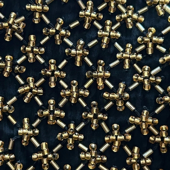 Vintage Jessica Howard Metallic Black Gold Beaded Silk Jacket Women's Medium - Picture 7 of 13